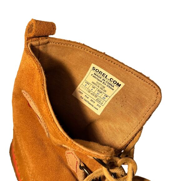 Sorel Joplin II Suede Moccasin Boots Tan Red Women’s Size 6 Rare Color - Picture 6 of 6
